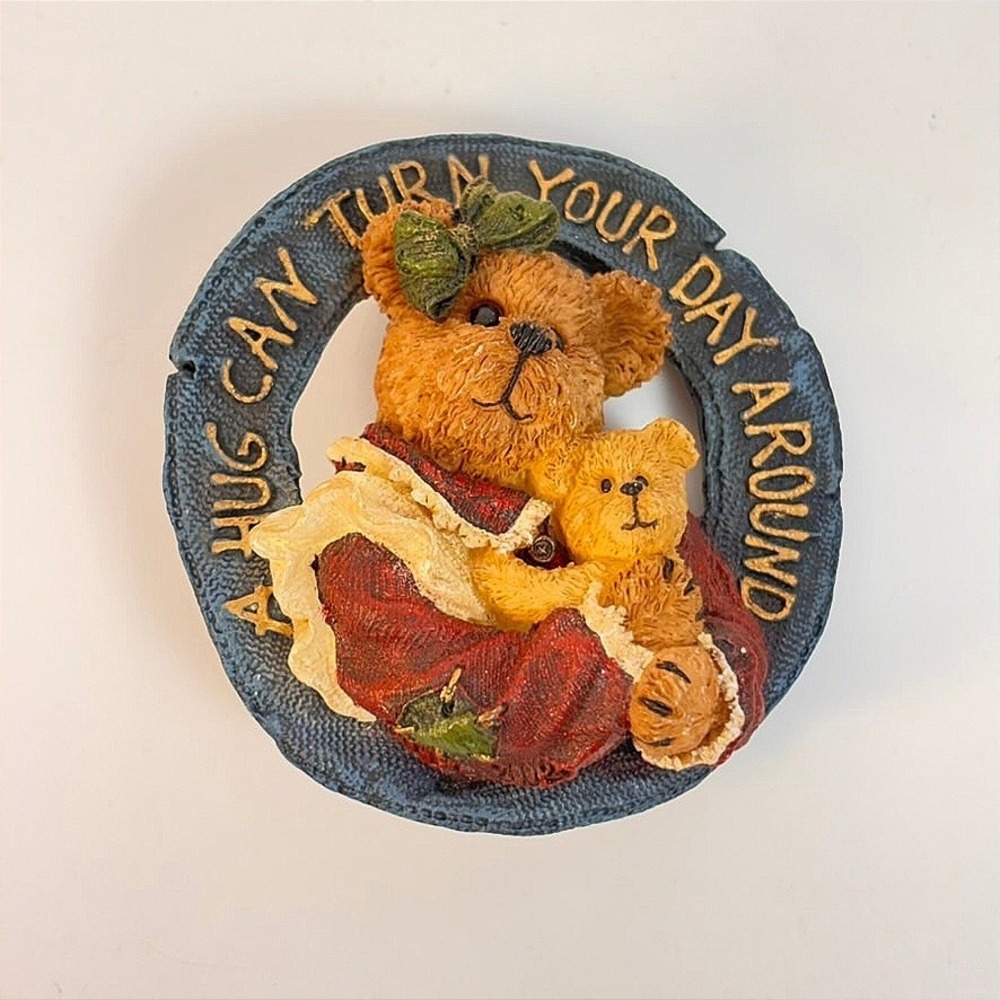 Vintage Teddy Bear Pin Brown A Hug Can Turn Your Day Around Brooch Cottagecore
